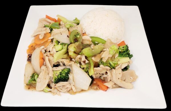 C6 - Chicken in Black Bean Sauce and Mixed Vegetables Stir Fry