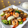 FR4 - House Special Stir Fry with Beef, Chicken, Shrimp, Mixed Vegetables & Steamed Rice