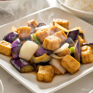 VE10 - Stir Fried Eggplant with Tofu - Cà Tím Xào Đậu Phụ