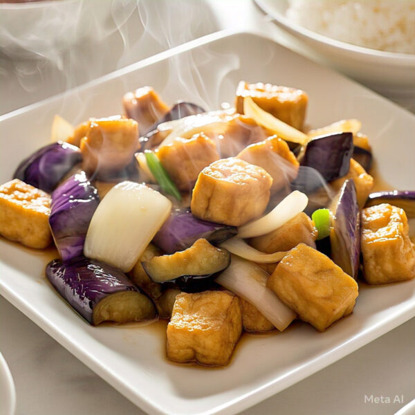 VE10 - Stir Fried Eggplant with Tofu - Cà Tím Xào Đậu Phụ