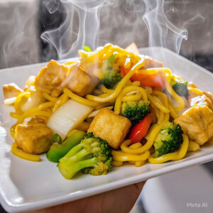 VE7 - Yellow Noodle Stir-Fry with Vegetables and Tofu