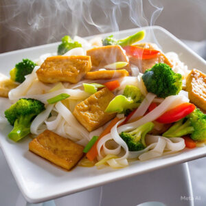 VE8 - Stir Fry Rice Noodles with Vegetables and Tofu